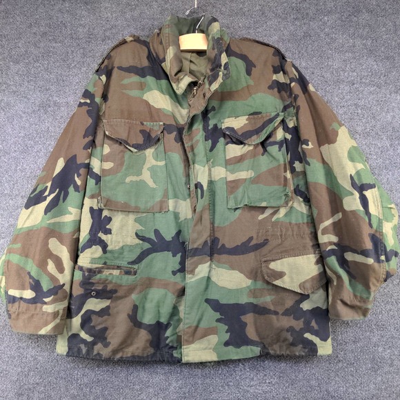 U.S. Army Mens Camo Cold Weather Field Coat Green Brown Size M Short - Picture 2 of 12